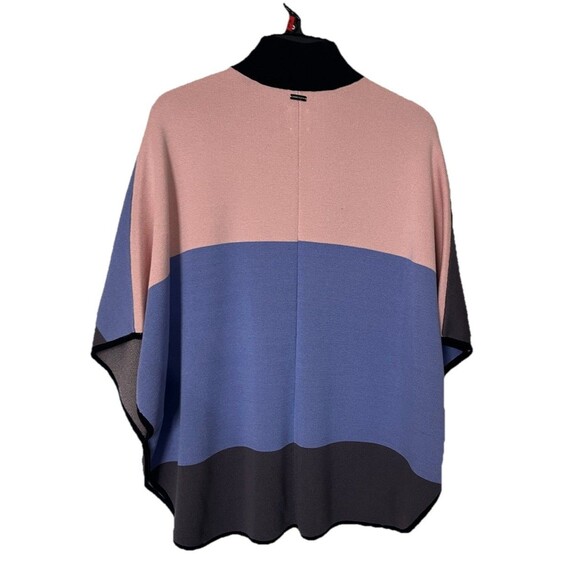 Anne Klein Pastel Pink Purple Color Block Zip Front Poncho Sweater Knit XS - Picture 4 of 7